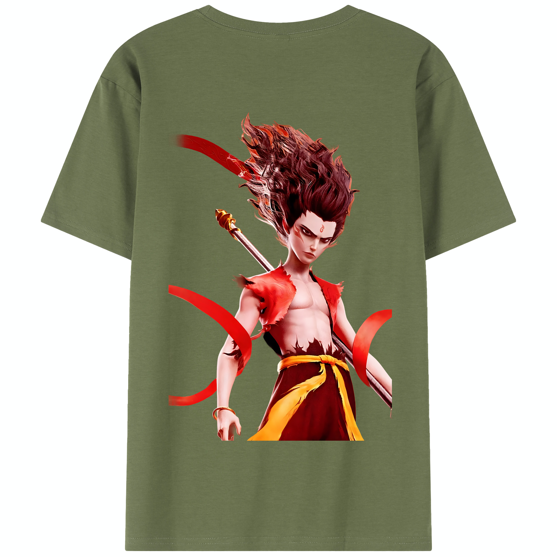 （画像用） Ne Zha 2 ナタ 魔童の大暴れ 綿100％半袖Tシャツ（背面プリント）